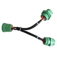 Green Type 2 J1939 9pin Splitter Y Cable for Truck Freightliner GPS ELD Tracker