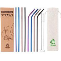 VEHHE Stainless Steel Straws Reusable 8 Set Drinking Metal Straw 10.5" Extra Long Colorful FDA Approved BPA Free for 20/30 Oz for Yeti Rtic Sic Ozark Trail Tumblers (4 Straight |4 Bent |2 Brush)