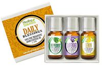 Healing Solutions Daily Blessing Set 100% Pure, Best Therapeutic Grade Essential Oil Kit - 3/10mL (Lavender, Lemon, and Peppermint)