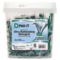 PAK-IT Ultra Dish Detergent, Lemon Scent, 100 Paks/Tub, 4 Tubs/Carton