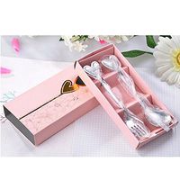2PCS Stainless Steel Love Heart Shape Spoon Fork Set For Wedding Party Favor Gift