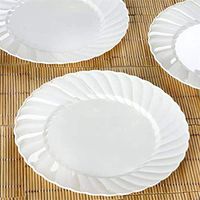 Efavormart 60 Pcs - Ivory 7.5" Flaired Round Disposable Plastic Plate Dinner Plates for Wedding Party Banquet Events Decoration