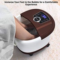 Foot Spa Bath Massager with Bubbles Jet &Red Light, Frequency Conversion, Foot Bath Massager, Adjustable Temperature &Time, Foot Tub, LED Display &Automatic Drain, 16 Roller Massage Points, Brown