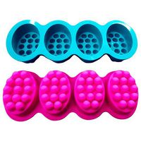 Eugeneq Silicone Soap Mold 4 Cavities Ellipse Massage Brush Shape Aromatherapy Wax Mould Cake Baking Mold