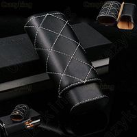 Black Leather Cedar Wood Adjustable 2ct Cigar Case Holder Humidor