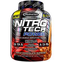 NitroTech Power 100% Whey Protein Powder with Whey Isolate, Ultimate Muscle Building Protein Blend, Triple Chocolate Supreme, 40 Servings (4lbs)