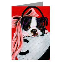 Boston Terrier in a White and Black Haute Couture Inspired Handbag Notecard Set