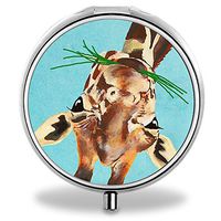 Giraffe Pill Case, Round Stainless Drug Organizer Container Medicine Cover for Pocket Daily&Weekly