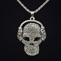 Headset Skeleton Women Rhinestone Jewelry Skull Necklace Sweater Chain Pendant Pretty Cute Stylish Cheap Jewerly Aesthetic Beads Comfortable Accessory Daily
