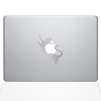 The Decal Guru 2089-MAC-11A-S Cat Decal Vinyl Sticker, Silver, 11" MacBook Air