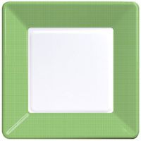 Creative Converting 7 1/8" Square Paper Luncheon Plates, Citrus Green Border, 12-Count Packages (Pack of 6)