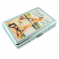 French Vespa Ad R1 Hip Silver Cigarette Case Id Holder Metal Wallet 4" X 2.75" RFID Protection