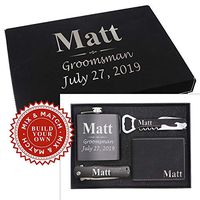 Custom Engraved and Personalized Groomsmen Gift Box Set for Groomsman, Groom, Best Man - Monogrammed Wedding Party, Proposal, Thank You Favor Boxes - 3-Lines Style
