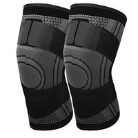 MoKo Knee Compression Sleeve [2 Pack], Adjustable Knee Brace Stabilizers Support with Straps for Arthritis Meniscus Tear, Joint Pain Relief, Injury Recovery, for Weightlifting - L Size, Black + Gray