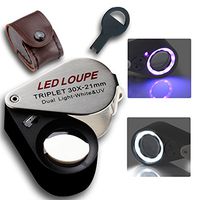 easylifeproduct 30x Magnification Jeweler Loupe Triplet Lens with 6 Built-in LED UV Light 21mm