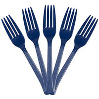 JAM PAPER Premium Utensils Party Pack - Plastic Forks - Navy Blue - 48 Disposable Forks/Pack