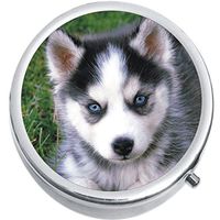 Husky Puppy Medicine Vitamin Compact Pill Box