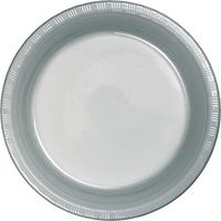 Club Pack of 240 Shimmering Silver Disposable Plastic Party Banquet Dinner Plates 9"