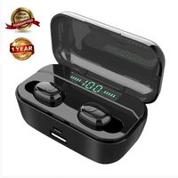 ATNM True Wireless Earbuds Bluetooth Headphones,Bluetooth 5.0 Wireless Earphones Bulid-in Mic,TWS Stereo in-Ear Headset with Charging Case (Black-LED)
