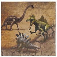 Dino Napkins - 100-Pack Jurassic Dinosaur Disposable Paper Napkins, Kids Birthday Dinosaur Party Supplies, Luncheon Size Folded 6.5 x 6.5 Inches