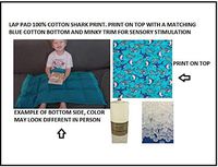 Weighted Lap Pad 100% Shark Cotton Print 4 lbs, Print on top with Matching Blue Cotton Bottom and Minky Trim for Sensory Therapy