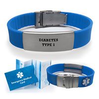 Diabetes Type 1 Medical Alert ID Bracelet for Men and Women