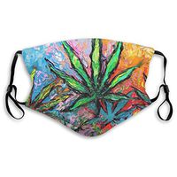 YOFFYO Anti-Allergens Earloop Mouth Covers for Boys Girls Adults, Colorful Marijuana Leaf Weed Painting Art Warm Mouth-Muffle for Dust, Ski - Anti Pollution