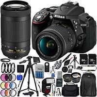 Nikon D5300 with AF-P DX 18-55mm f/3.5-5.6G VR + Nikon AF-P DX 70-300mm f/4.5-6.3G ED VR 25PC Accessory Bundle - Includes 64GB & 32GB SD Memory Card + 72" Tripod + Automatic Flash w/ LED Light + MORE