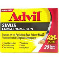 Advil Sinus Congestion & Pain, Coated Tablets 20 ea ( Pack of 2)