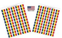 Made in USA! 100 Country Flag 1.5" x 1" Self Adhesive World Flag Stickers, Two Sheets of 50, 100 Sticker Flags Total (Chad)