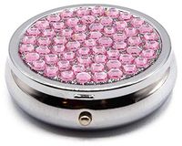 Rose Rhinestones - Pocket Purse Portable Travel Pill Box & Medicine Organizer (3 Compartments)