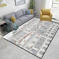 Paris Checkered Children's Software Games, Aerial View Illustration of Roofs Attics of Paris City European Buildings, Fashionable High Class Living Dinning Room(6'x 9') Pale Grey Orange White