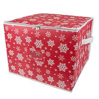 DII Holiday Ornament Storage Bin with Dividers & Separators to Protect Fragile Christmas Tree Decorations (Holds 75 Ball Decorations) - Snowflake, Large