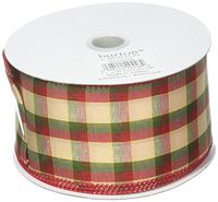 Burton and Burton 9731624#40 Christmas Plaid Wired Ribbon, Multicolor
