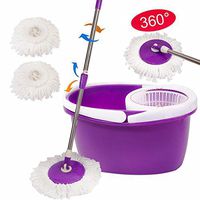 Easy Magic Floor Mop 360° Bucket 2 Heads Microfiber Spin Spinning Rotating Head