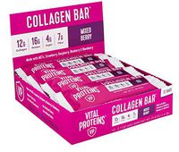Collagen Protein Bars with MCTs - Vital Proteins Collagen Bars - 16-17g of Protein, 6-8g of Fiber, 4g of Sugar or Less Per Bar(Mixed Berry)