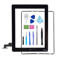 T Phael Black Screen Replacement for iPad 2 A1395 A1396 A1397,iPad2 Touch Screen Digitizer Front Glass Assembly -Includes Home Button +Camera Holder+ PreInstalled Adhesive +Tools Kit