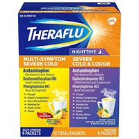 Theraflu MultiSymptom Severe Cold Relief Medicine/Nighttime Severe Cold & Cough Relief Medicine Powder, 12 Packets