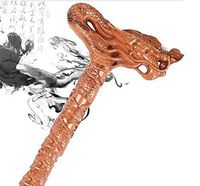 Q&F Solid Wooden Walking Sticks Hand Carved Cane Gifts Elderly People Crutches