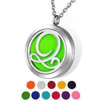 HOUSWEETY Aromatherapy Essential Oil Diffuser Necklace-Stainless Steel Locket Pendant,11 Refill Pads Letter Q