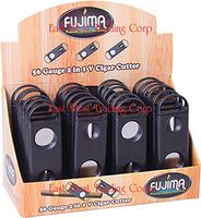 Fujima Black Dual V-Cut & Regular Circle Cigar Cutter 2 Packs Plus Free raw Black Clipper