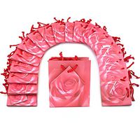 Pink Rose Shopping Tote Gift Bags & Card 3"x 2"x 3/12" Kit 100 Pcs