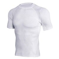 Alixyz Men's Compression Baselayer Athletic Workout T Shirts Running Yoga Blouse (M, White)