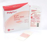 PolyMem Cloth Strip Wound Dressing, Sterile, Foam, 2' X 4' Adhesive, 2' X 1.5' Pad, 7042 (Case of 100)