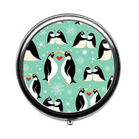 Round Pill Case - Love Penguins Custom Fashion Style Pill Box - 3 Compartments Pill Box/Pill case