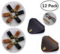 Leather Cable Organizer, Magnolora 12 Pack Snap Button Cord Keeper Desktop Cable Wire Management Headphone Earphone Wrap Winder with Genuine Leather Handmade
