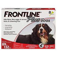 Frontline Plus for Extra Large Dog (89-132 pounds) Flea and Tick Treatment, 8 Doses