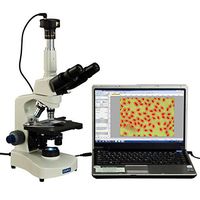 OMAX 40X-2000X Trinocular Phase Contrast Compound Microscope with Interchangable Phase Contrast Kit and 3.0MP USB Camera
