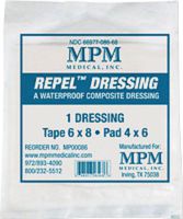 MPM Medical Repel Composite Wound Dressing 6" x 8" with 4" x 6" Pad, Waterproof, Non-adherent (Bag of 30 Each)
