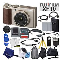 Fujifilm XF10 X-Series 24.2 MP Point & Shoot Digital Camera (Gold) with Cleaning Kit, 64GB Card and More Advanced Bundle